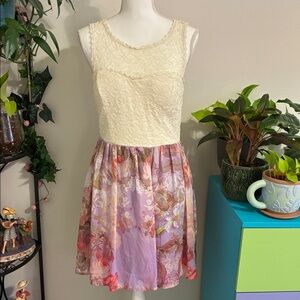 City Triangles Cream Lace Floral Dress